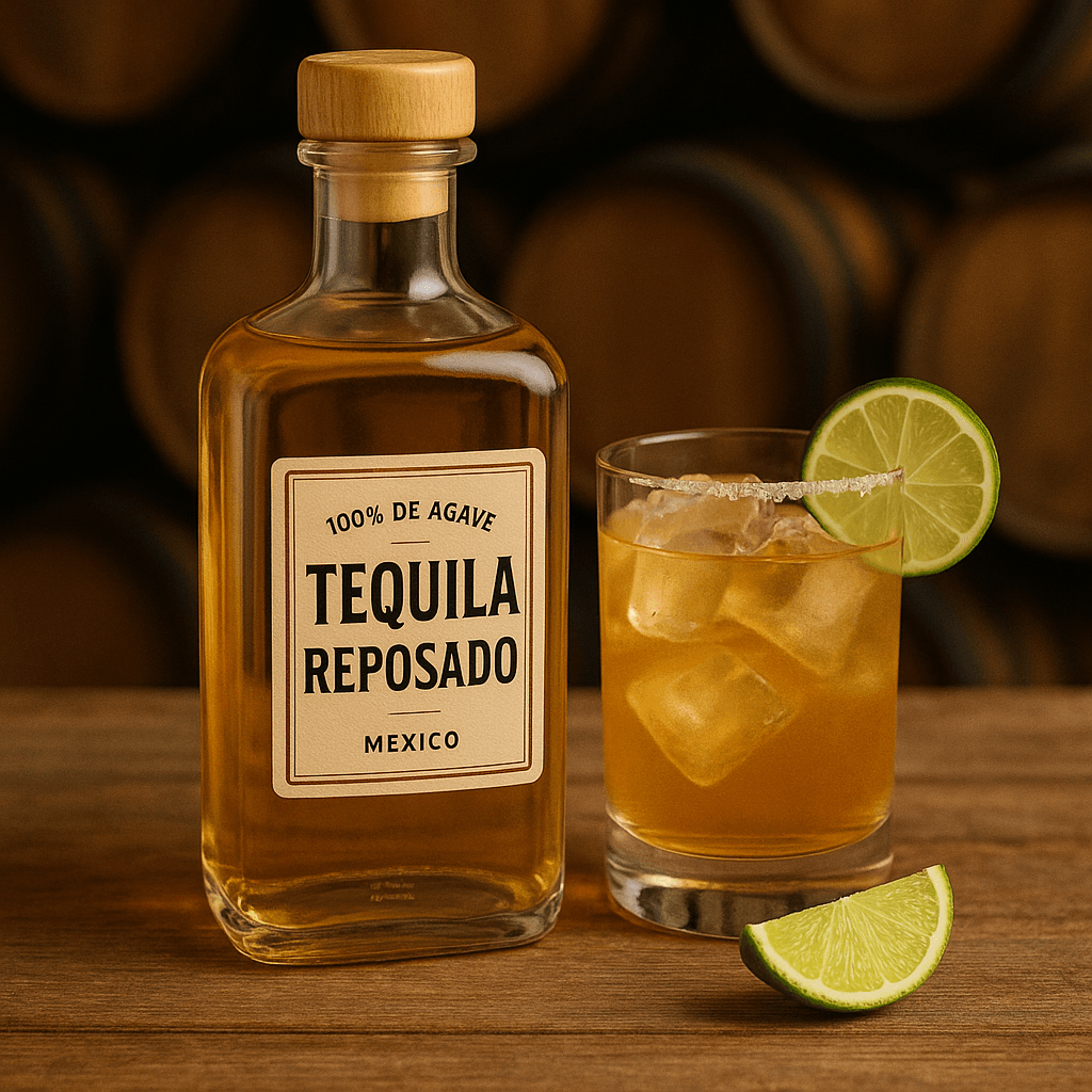 Tequila Reposado : Aged between 2 months and 1 year. Smooth flavors of vanilla, wood, caramel. Ideal for balanced cocktails.