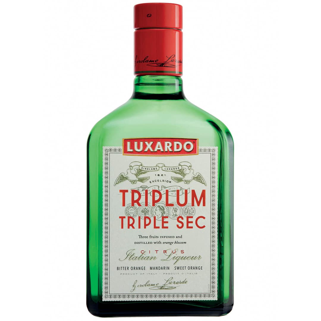 Luxardo Triplum — Classic triple sec, faithfully crafted since the early 19th century from the distilled peels of three citrus fruits (curaçao, sweet orange, and mandarin) and aromatic botanicals, resulting in a uniquely refined liqueur.