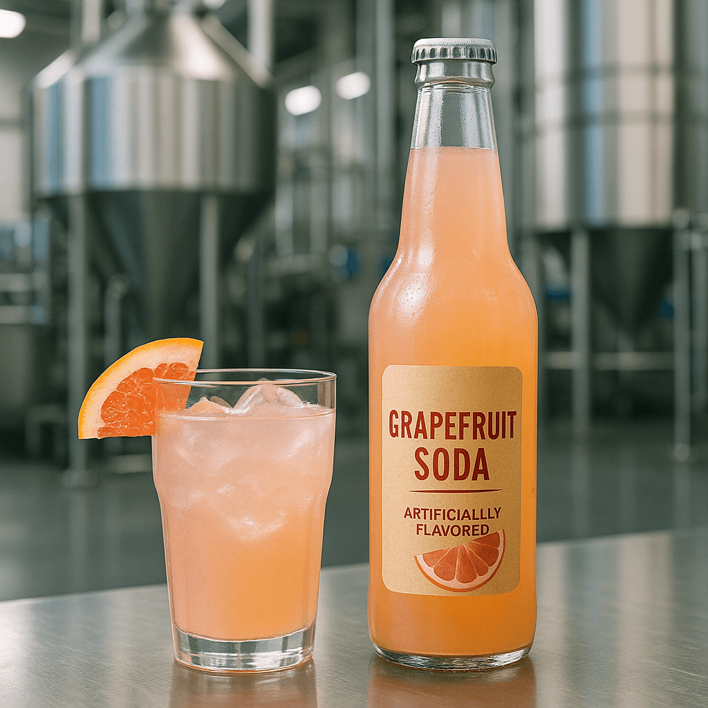 Grapefruit Soda with artificial flavors : These sodas get their grapefruit flavor from lab-created chemical compounds designed to mimic the fruit's taste.