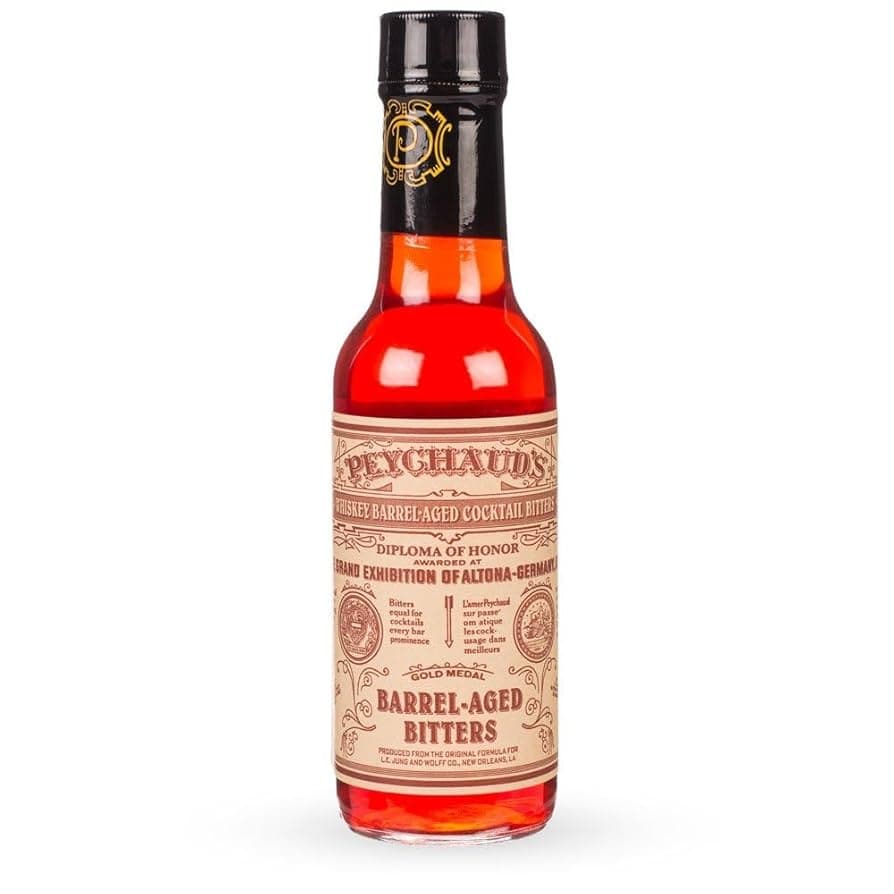 Peychaud’s Aromatic Bitters : Peychaud’s is the iconic aromatic bitter with a vivid red hue, known for its anise-forward profile and essential role in crafting the Sazerac cocktail.