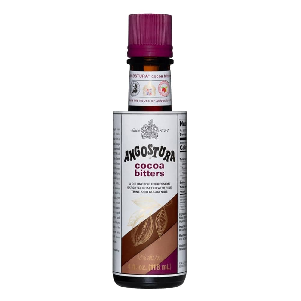 Angostura Cocoa Bitters — Showcases the deep, rich aromas of Trinidad & Tobago’s Trinitario cocoa beans. This bold, refined bitter pairs beautifully with aged spirits and adds sophistication to chocolate or spiced cocktails.