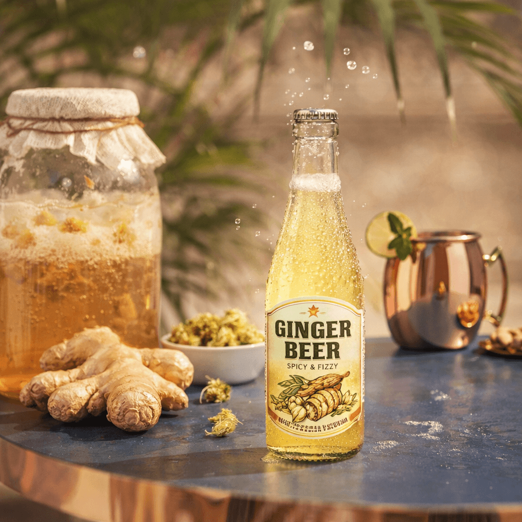 Ginger Beer : Bold, spicy ginger-based carbonated drink, stronger and more intense than ginger ale. Widely used in cocktails, it is essential for classics like the Moscow Mule, Dark ’n’ Stormy, and Mexican Mule.