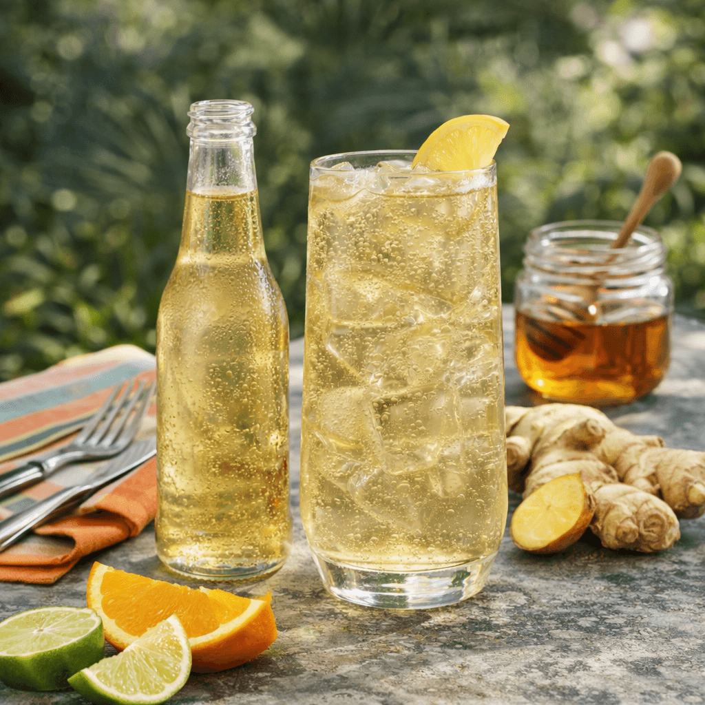 Ginger Ale : Light, sweet ginger-flavored soda, milder and less spicy than ginger beer. It works perfectly in refreshing cocktails or as a smooth mixer.