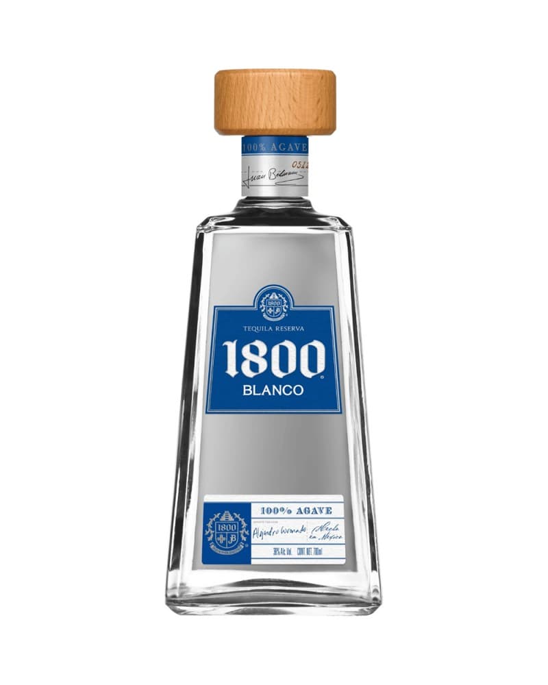 1800 Tequila Blanco — 1800 Silver Tequila is made from 100% blue agave. It is aged for 15 days in American oak barrels previously used for bourbon, giving it exceptional smoothness and delicacy on the palate. It features a subtle character with fruity notes complemented by hints of sweetness.