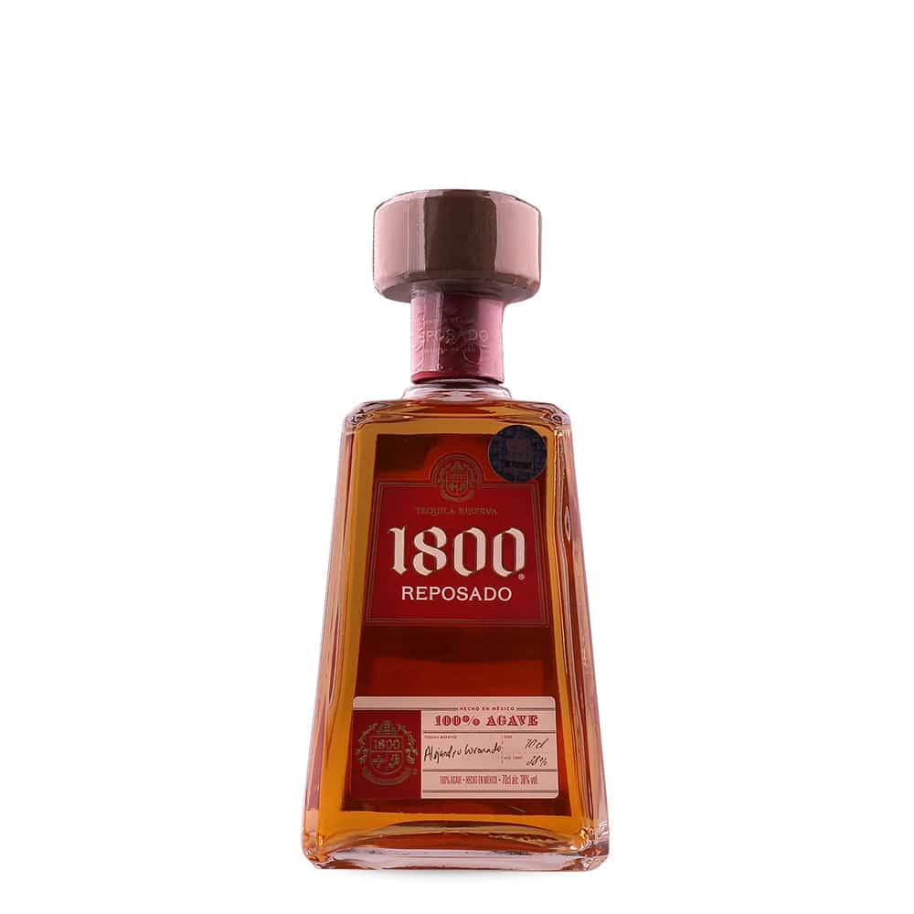 1800 Tequila Reposado — 100% blue agave tequila produced by Jose Cuervo, aged for up to one year in oak barrels.
