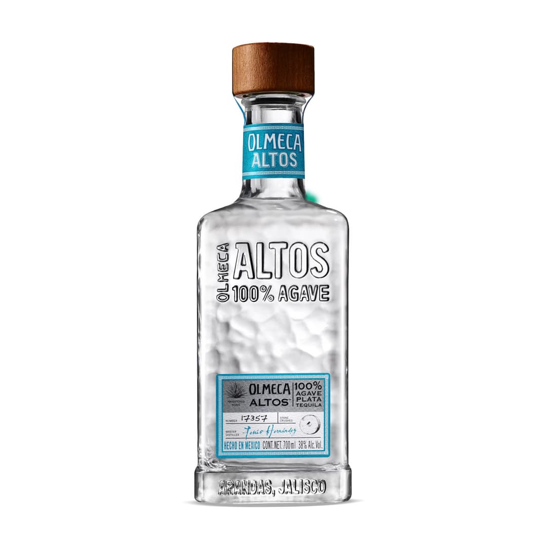 Olmeca Altos Plata — Premium 100% agave tequila crafted in the highlands of Los Altos using the traditional Tahona process, delivering a rich agave-forward profile and authentic character favored by bartenders worldwide.