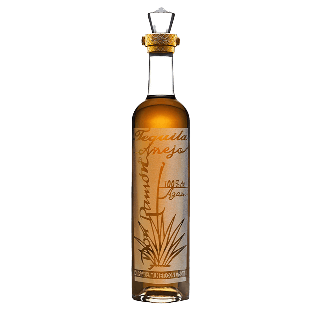 Don Ramón Punta Diamante Añejo — Crafted from Blue Weber agave grown in the Jalisco Highlands and aged for at least 12 months in American oak barrels, reveals a deep amber color and a generous aromatic profile of caramel, ripe fruit, fine oak, and soft spices for a refined sipping experience.